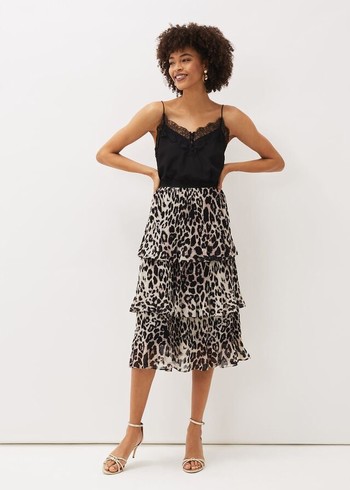 Phase Eight Chelsie Leopard Tiered Skirts Multicolor USA | 9158406-AF